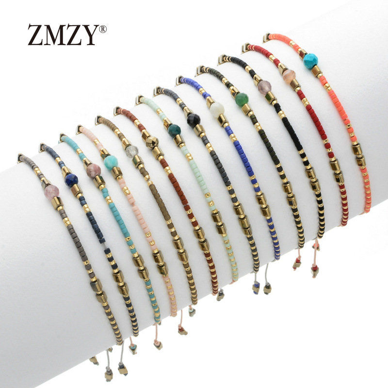 Japan MIYUKI rice beads bracelet cross-border simple pull black gallbladder natural stone hand rope Bohemian bracelet wholesale