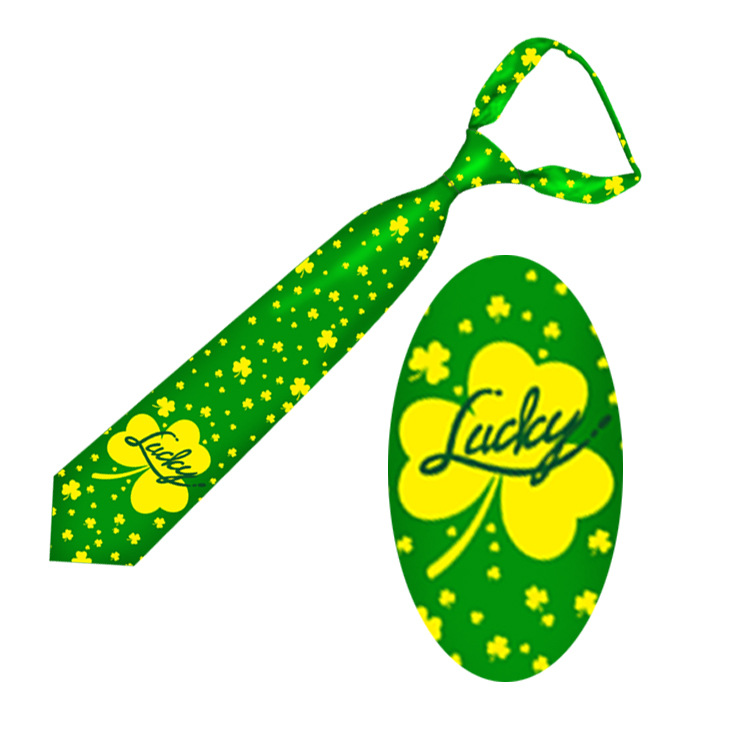 Exclusivo transfronterizo para el trébol del día de San Patricio irlandés impreso corbata logotipo personalizado Amazon Venta caliente