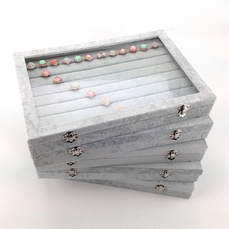 Ice Fleece Jewelry Box Bracelet Necklace Ring Storage Earrings Show Props Jewelry Plate Wholesale Jewelry Jewelry Box
