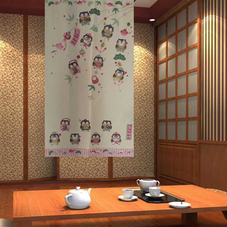 Japanese-Style Polyester Heat Transfer Fabric Printed Door Curtain Bedroom Partition Dining Room 85X150