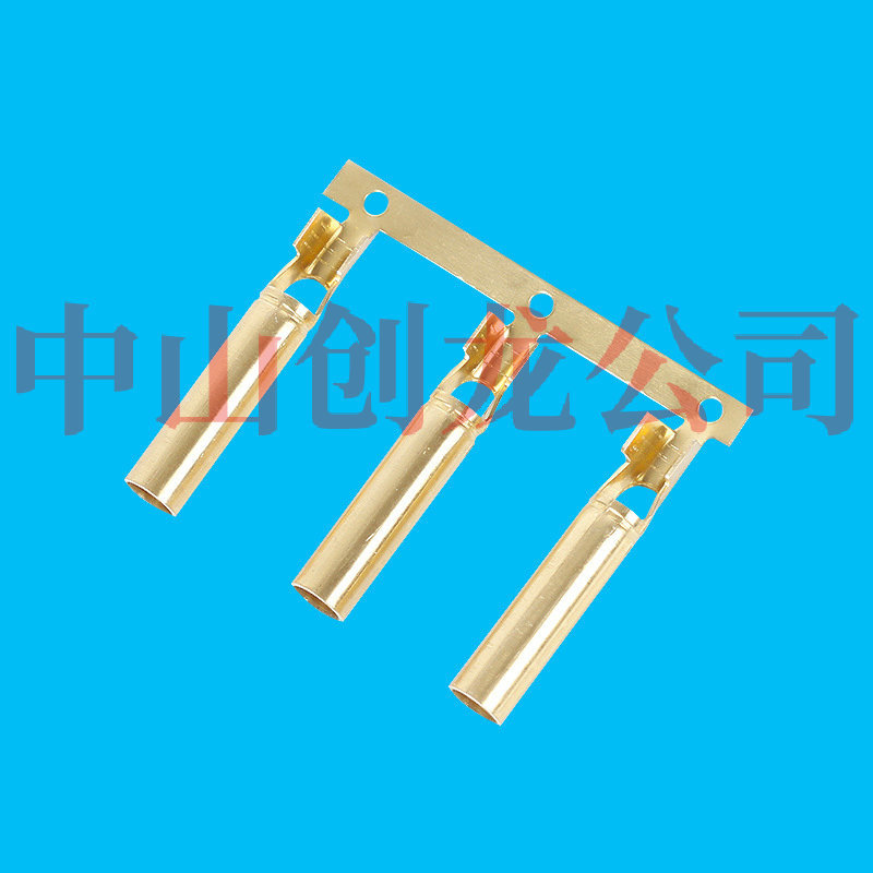 供应4.0铜管端子母端子LED防水插连接器端子4.0mm圆管端子