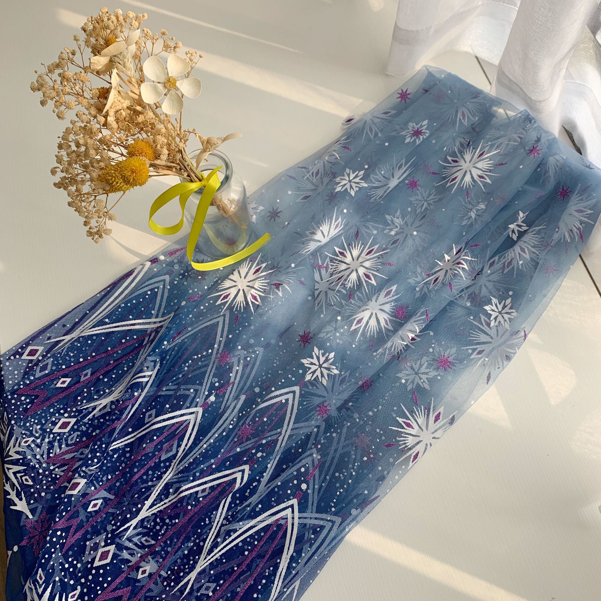 Recomendar nuevo pegamento tela de impresión en polvo de malla degradado capa congelada ropa para niños Hanfu tela al por mayor