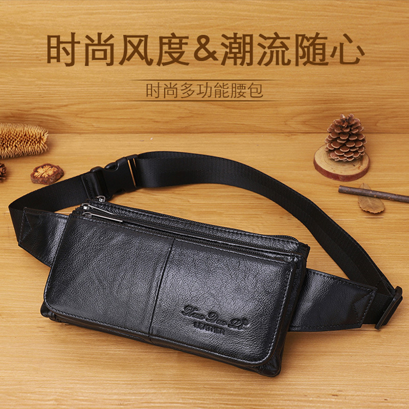 Cowhide Waist Bag, Multifunctional Crossbody Bag, Mini Chest Bag, Multi-Compartment Coin Waist Bag, Genuine Leather Mobile Phone Waist Bag, Document Bag Cowhide Waist Bag, Multifunctional Crossbody Bag, Mini Chest Bag, Multi-Compartment Coin Waist Bag, Genuine Leather Mobile Phone Waist Bag, Document Bag