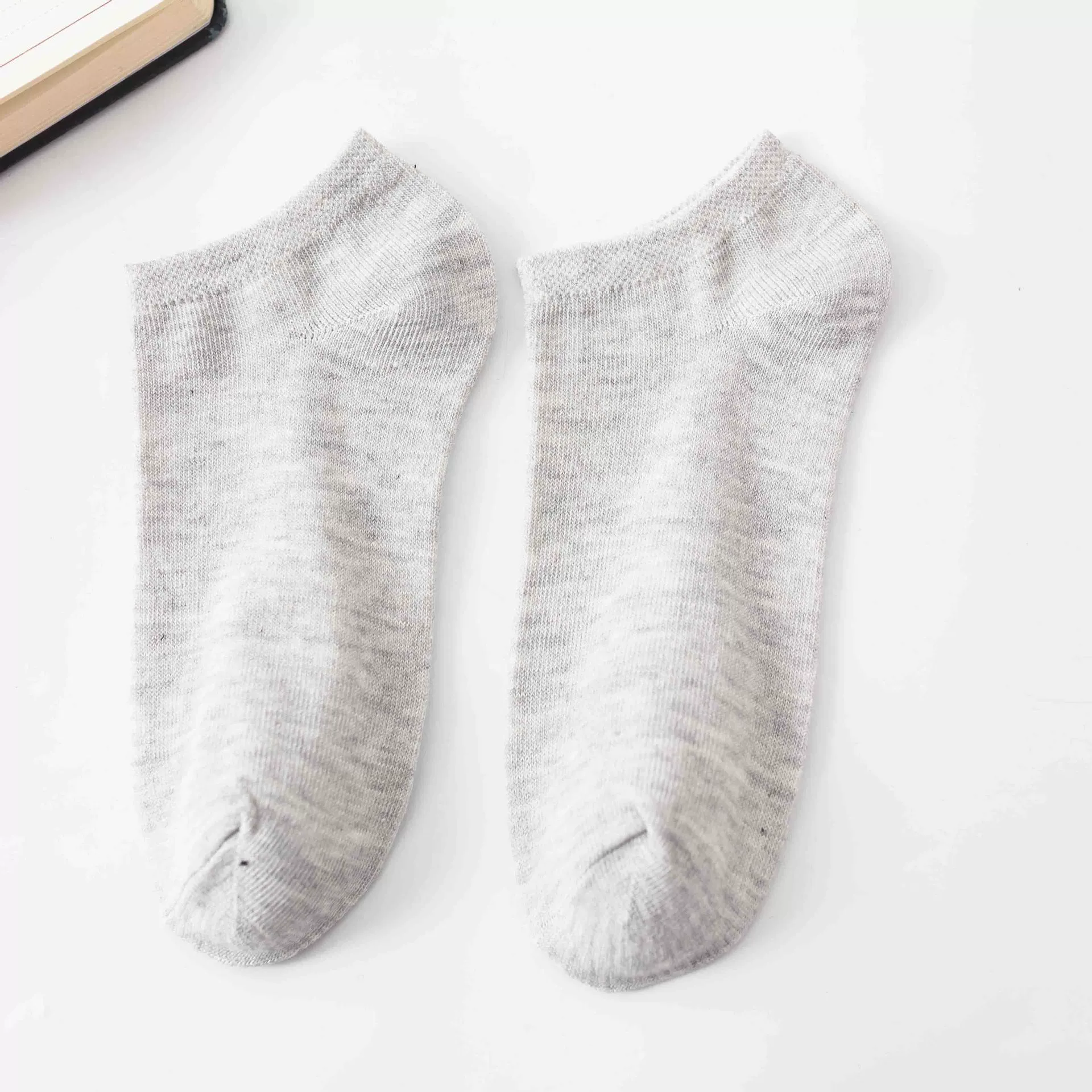 Men’s low‑cut invisible boat socks, solid black white gray, one size, lightweight