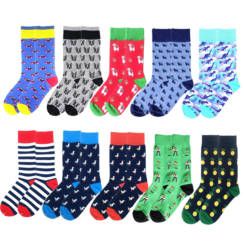 Cross-Border Export High-Quality Combed Cotton Graffiti Happy Christmas Cartoon Fun Men's and Women's Trendy Socks Mid-Calf Socks