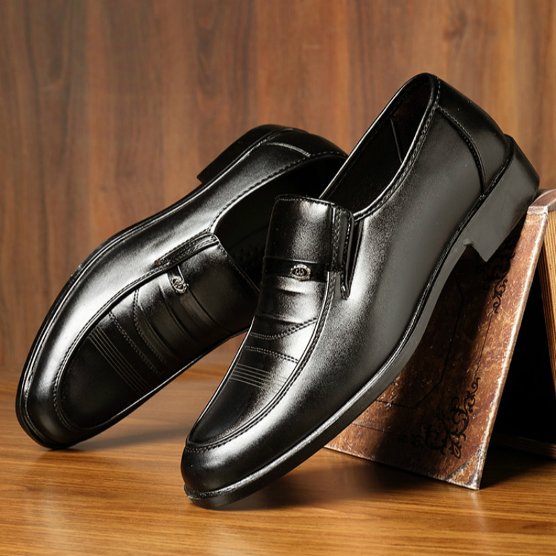 Men's Round-Toe Work Leather Shoes, Casual Business Formal Wear, Trendy British Style, Export Ready Stock, Low-Top Men's Shoes, Lightweight for Cross-Border Trade