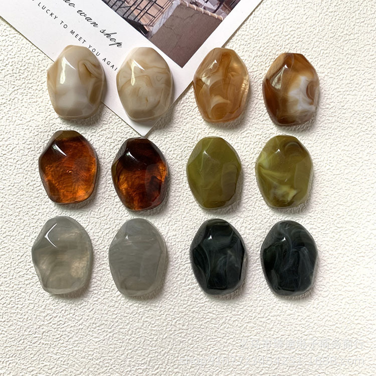 Irregular cut polygon ink two-color half pill resin accessories diy hand-made earrings headdress wholesale Irregular cut polygon ink two-color half pill resin accessories diy hand-made earrings headdress wholesale