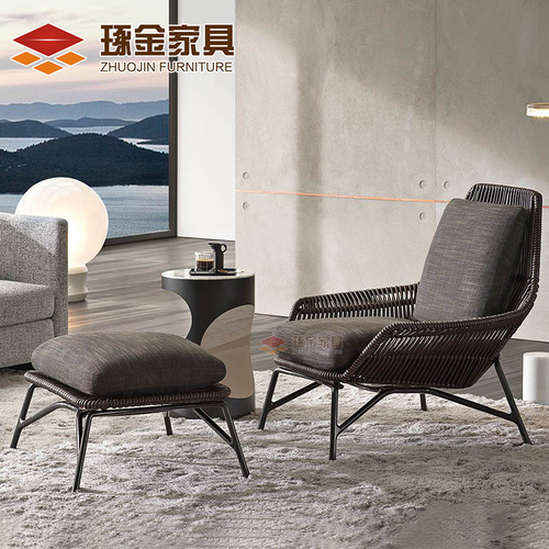 Outdoor Leisure Wicker Sofa Chair Outdoor Table and Chair Set Balcony Courtyard Terrace Garden Wicker Chair Three-Piece Set