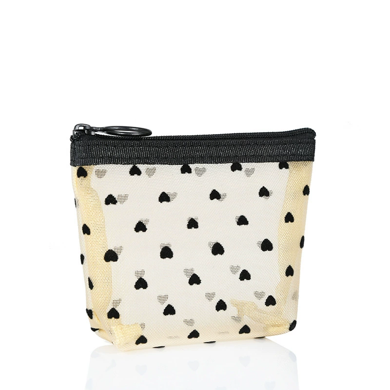 Cosmetic Bag, large-capacity transparent mesh nylon travel makeup pouch — portable lipstick & brush organizer
