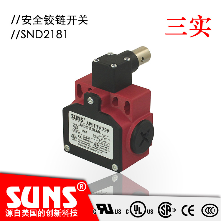 SUNS美国三实安全铰链开关 SND2181-SL-C轴杆型安全开关塑料壳