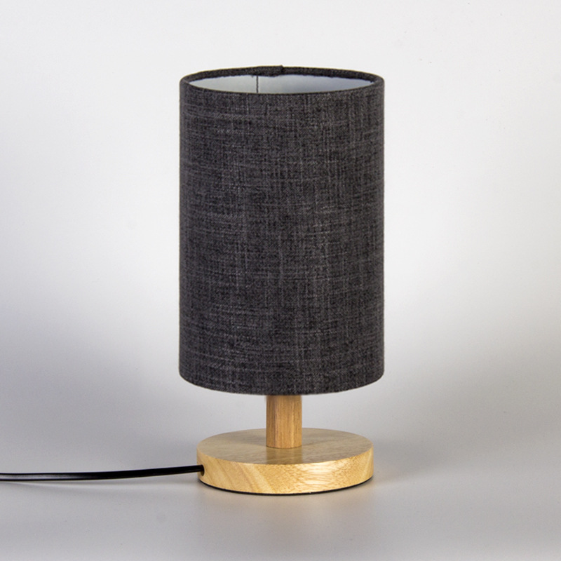 Gran cantidad en stock nórdico simple DIY tela de lino madera regalo creativo lámpara Mesa LED noche luz dormitorio