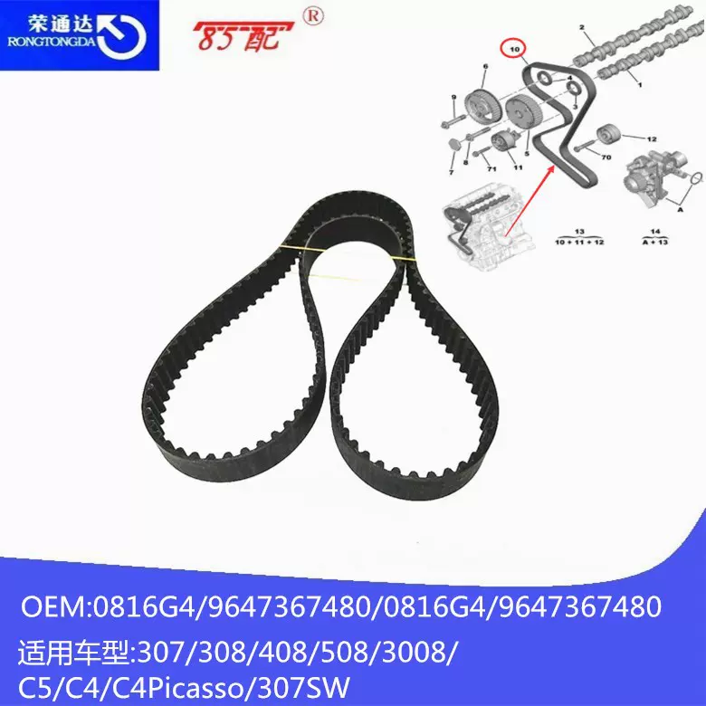 正时皮带0816G4 9647367480适用标致3074073008408508雪铁龙C4C5