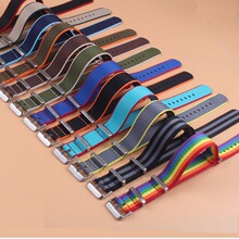 22色可选 20/22mm高密度质感彩边尼龙手表带 黑扣DW安全带