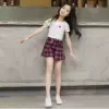 White top+shorts