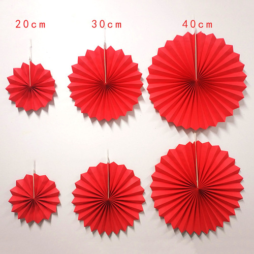 Red Flower Paper Fan for Spring Festival, Wedding Celebration, Festival Decoration, Red Paper Fan with New Year Fortune, Paper Fan Folding, Wholesale Red Fortune Fan