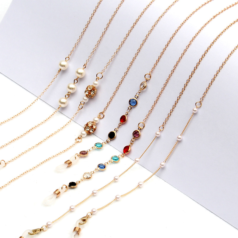 European and American Cross-Border Hot Selling Color-Preserving Gold-Plated Jewelry Glasses Hanging Chain Colorful Hanging Neck Rope Metal Copper Anti-Slip Chain Mask Chain