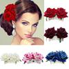 Cross -border hot -selling simulated velvet rose hair combing head jewelry Amazon Speed sales two roses and combed hair