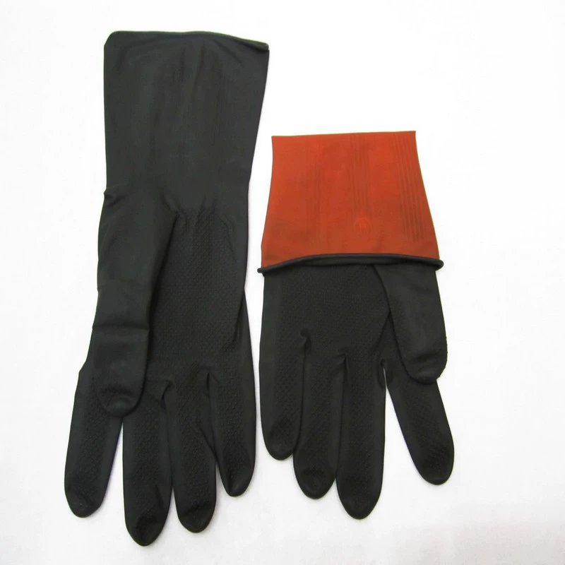 Латексные промышленные кислотостойкие и щелочестойкие перчатки, противоизносные резиновые автомойки, резиновые перчатки по охране труда оптом черный