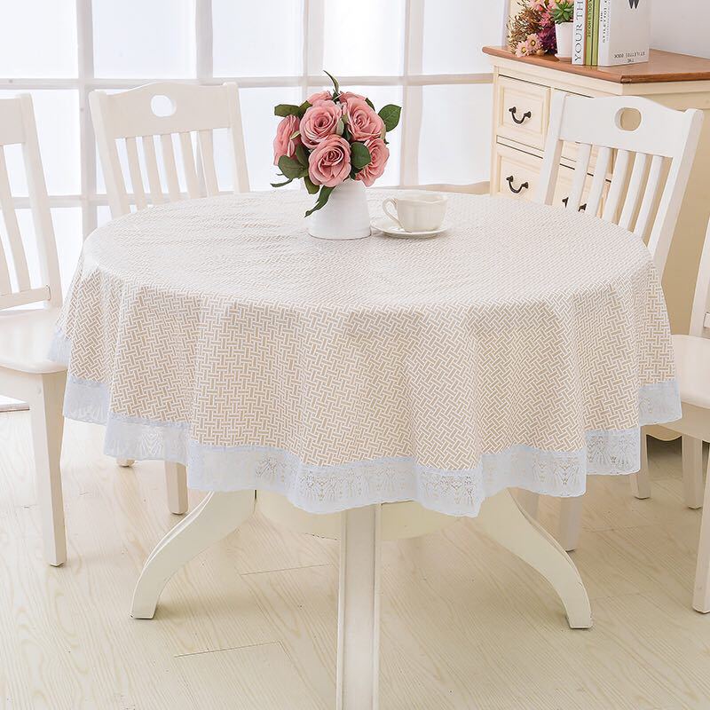 Household Waterproof Tablecloth Pvc Cloth Oil-Proof Round Plaid Cloth Round Table Scandinavian Style
