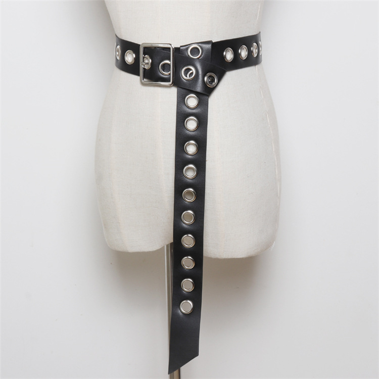 New European and American Fashion Big Chicken Eyes Square Buckle Belt Women's Decorative Coat Windbreaker Versatile Casual Waist Tie Button PU Belt_voghion.com