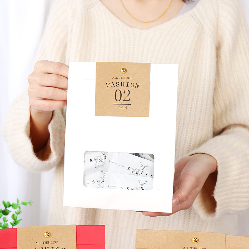 눈꽃 과자 포장 봉투, 웨딩 캔디 스탠드업 파우치, 자체 밀봉 크라프트 종이 봉투, 창문이 있는 누가 캔디 비스킷 캔디 봉투 도매