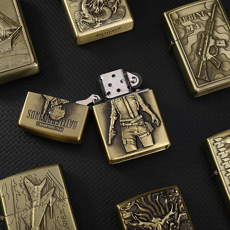 青铜煤油打火机特价供应激光刻字款压铸浮雕创意礼品厂家直销