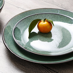European and American ceramic plates, Nordic steak plates, creative Western food plates, kiln-turned peacock green fruit plates for home use