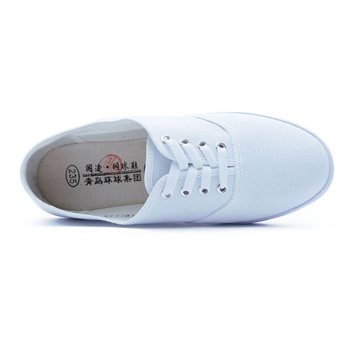 Qingdao Global National Tour boys and girls small white sneakers green bottom white mesh shoes sports shoes gymnastics shoes white canvas shoes