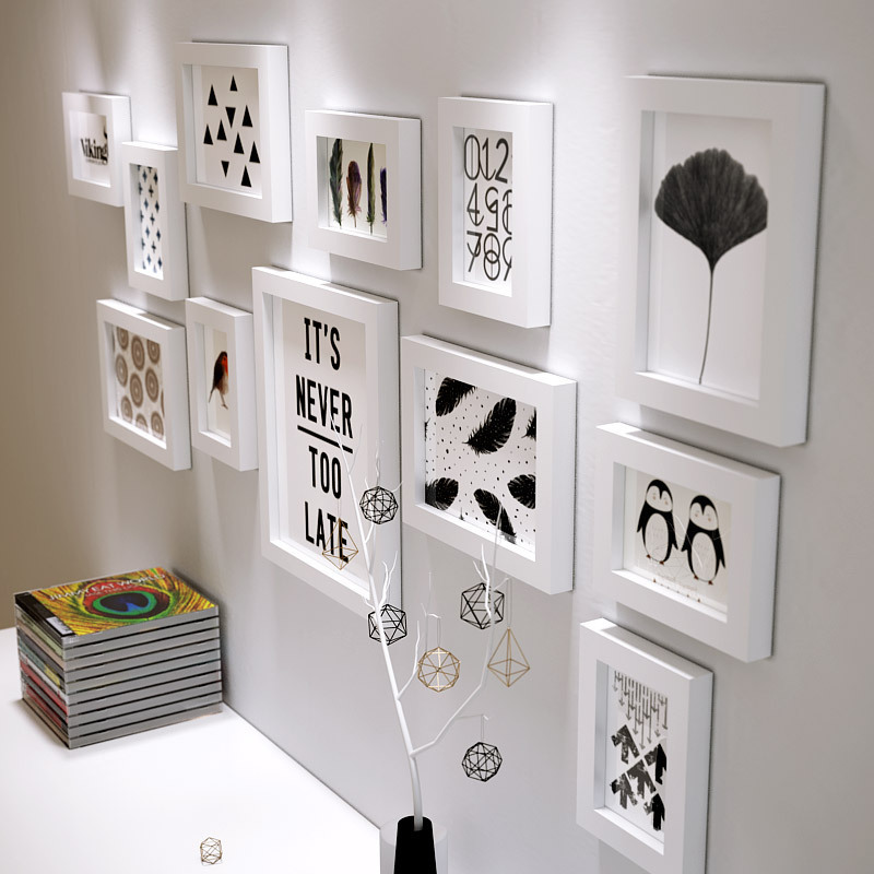 Postage black and white simple European solid wood photo frame Photo Wall living room bedroom photo frame combination a generation of 2421