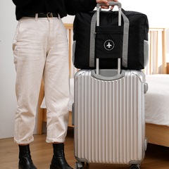 Korean plaid Oxford cloth large-capacity folding shoulder portable storage bag multi-functional trolley outdoor travel bag