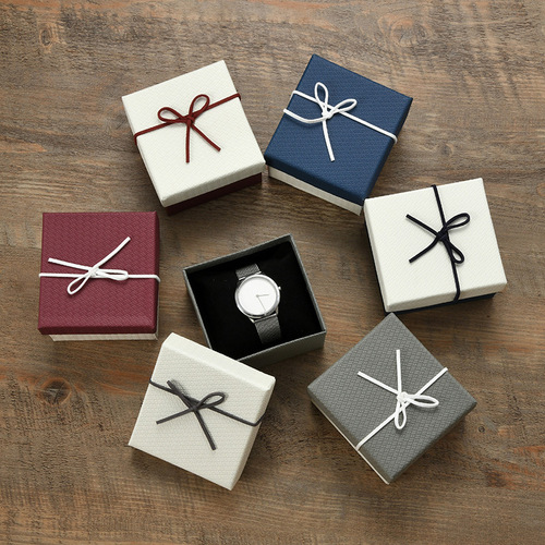 Factory direct sales litchi pattern paper watch box hand jewelry necklace heaven and earth cover gift box proposal ring box wholesale