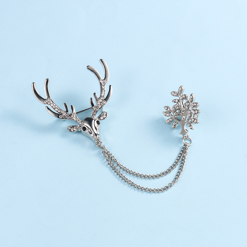 2024 nueva moda europea y americana elegante broche de aleación rhinestone ramillete ropa cadena pin Accesorios