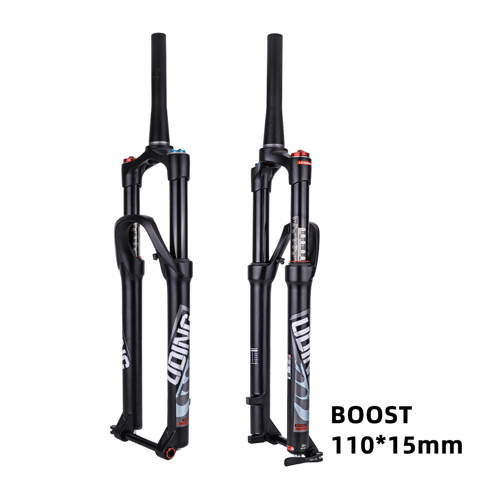 Bicicleta de montaña tenedor delantero 29 pulgadas cono tubo hombro control barril eje carrera 140 aleación de magnesio Tenedor de aire con cerradura tenedor delantero