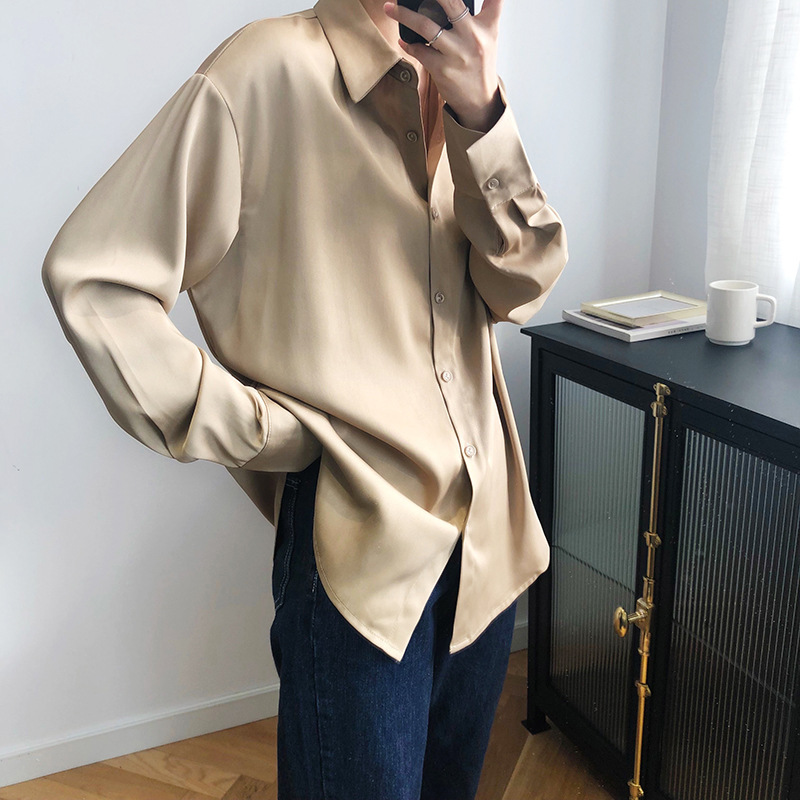 Lu Xi Satin Chiffon Shirt Women's 2025 Spring and Autumn Design Niche Light Mature Solid Color Drape Satin Top 630