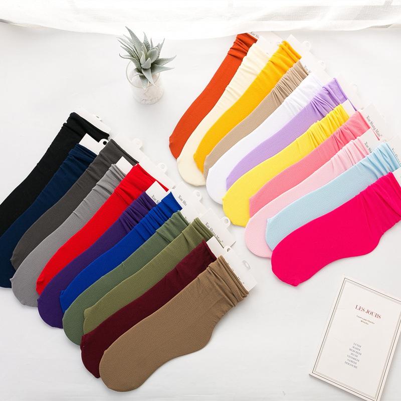 Los calcetines de la pila de las mujeres calcetines de la pantorrilla del color del caramelo del color sólido del todo-fósforo calcetines rectos sin talón finos del terciopelo