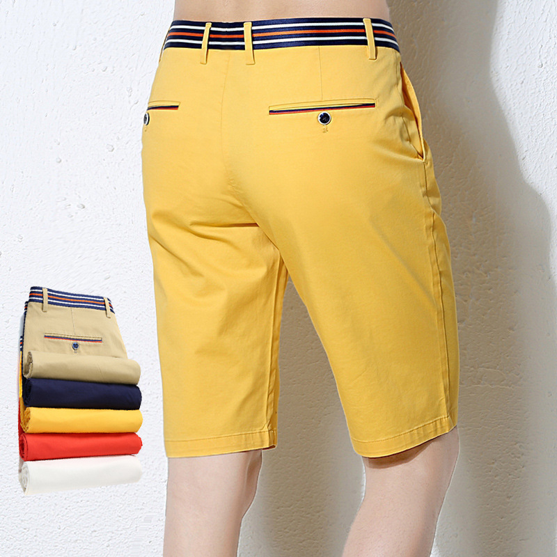 Stretch Cotton Shorts Men's Shorts Trendyy Korean Style Summer Casual Summer Beach Pants Men's Mid-Pants 5-Point Pants