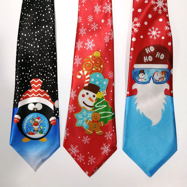 Amazon popular nuevo diseño impreso corbata vacaciones impreso LED luminoso corbata de Navidad música transfronteriza exclusiva