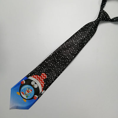 Amazon popular nuevo diseño impreso corbata vacaciones impreso LED luminoso corbata de Navidad música transfronteriza exclusiva