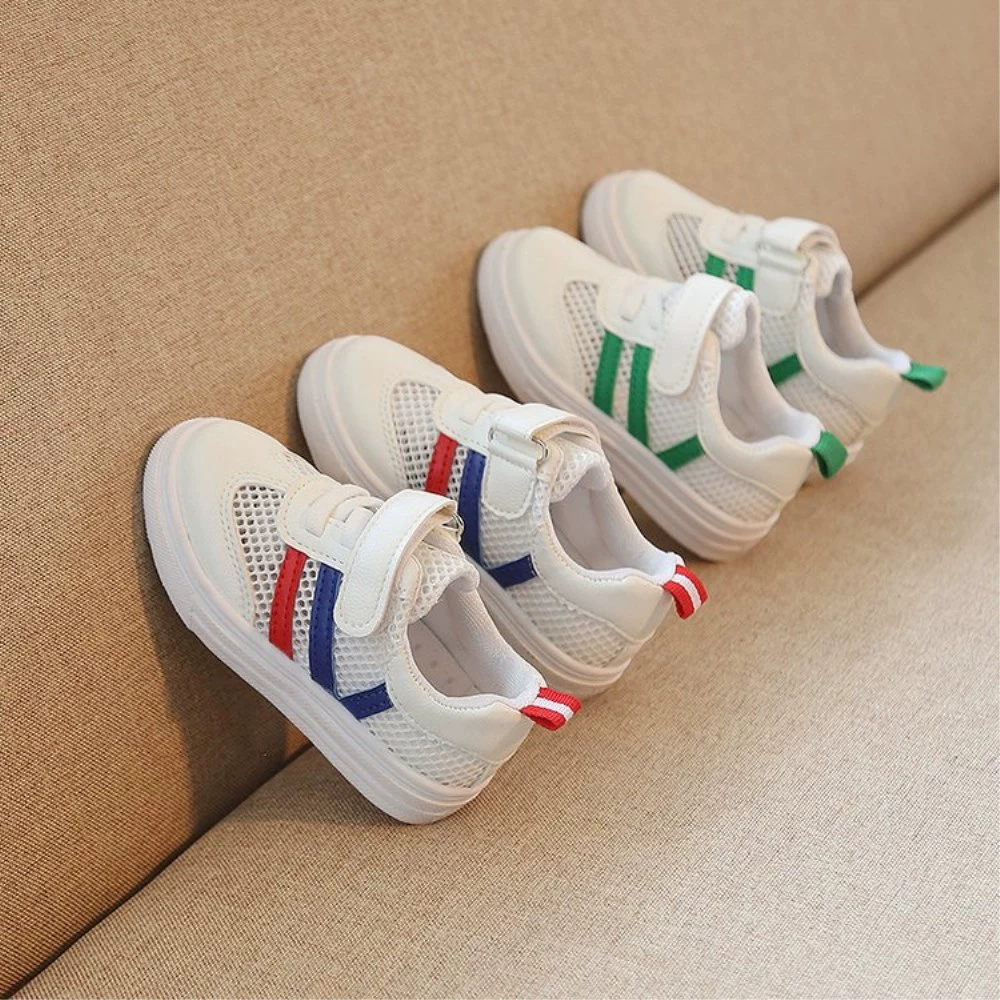 Детские кроссовки, Полые дышащие летние новые детские туфли, белые маленькие белые туфли на липучке для начальной школы для мальчиков и девочек