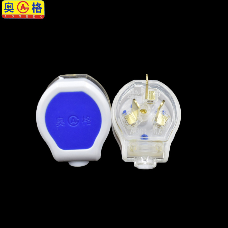 Aog A301A302 Three Plug 10A16A Three Flat Plug Wholesale Price Integrated Copper Transparent Pc Flame Retardant Anti-Fall