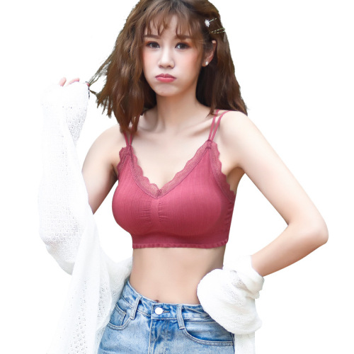 2020 New Seamless Cross Sling Lace Sexy Back Wrap Chest Bottoming Sports Vest Tube Bra Underwear for Women