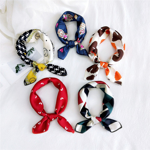 50 new style small silk scarf, small square scarf for women, spring, autumn and summer, Korean professional versatile decorative printed scarf scarf wholesale