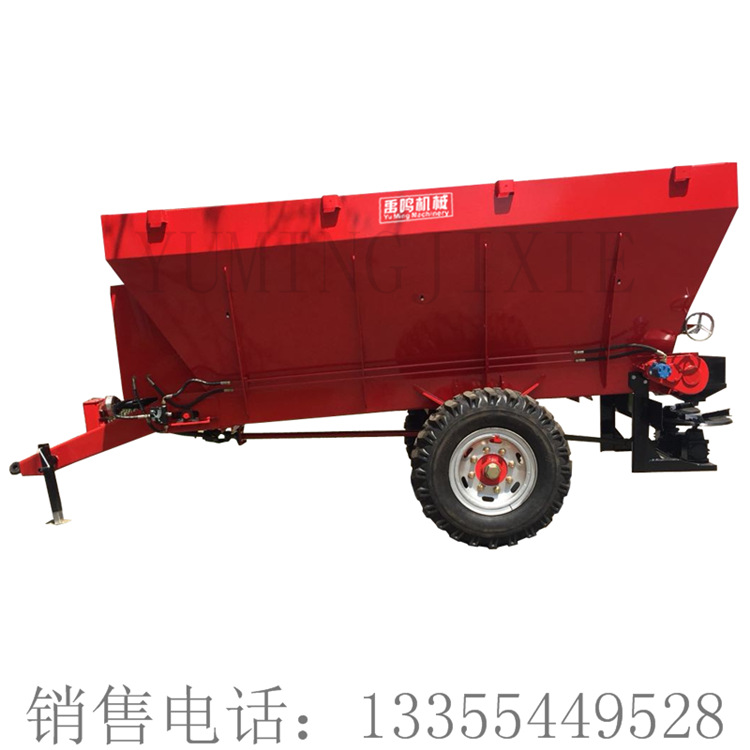 山东撒粪车厂家 20马力拖拉机带的撒粪车多钱 湿粪农家肥抛撒车