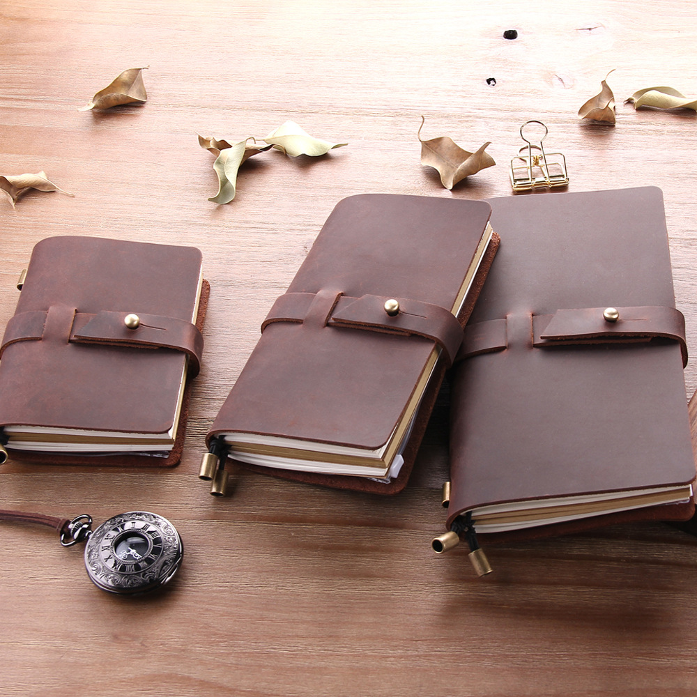 Wholesale Crazy Horse Leather Journal Book first layer cowhide tn traveler diary handmade gift notebook customization