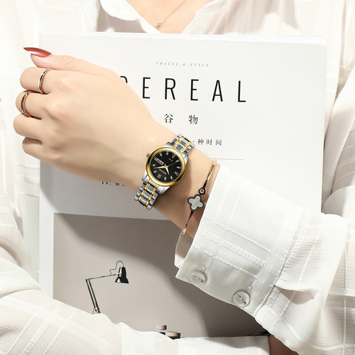 Chennuo Watches Women's Quartz Watch Dual Calendar Luminous Waterproof Diamond Watch Steel Strap Women's Watch One Piece Dropshipping