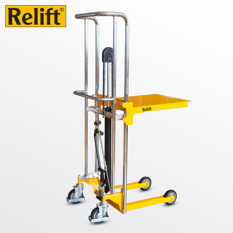 锐励便携手动液压平台车小型升降堆高车手推升高车装卸搬运车叉车