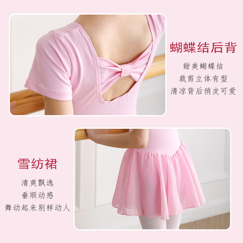 Children's dance clothing dress chiffon princess dress long-sleeved crotch ballet practice clothing spring children's dance clothing