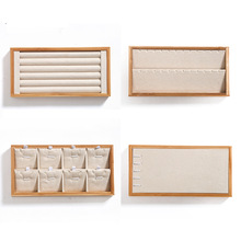 竹木首饰看货盘戒指项链吊坠手镯耳环饰品展示收纳盒珠宝陈列道具