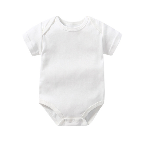 纯白色婴儿短袖三角哈衣宝宝棉打底包屁衣连身衣爬服无荧光剂
