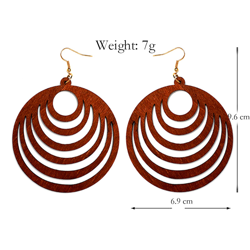 Europe and the United States new wood hollow geometric earrings earrings earrings AliExpress ebay explosions cross-border small jewelry wholesale